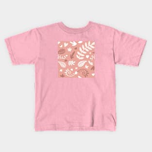 Cute Pink Leaf Nature Pattern Kids T-Shirt